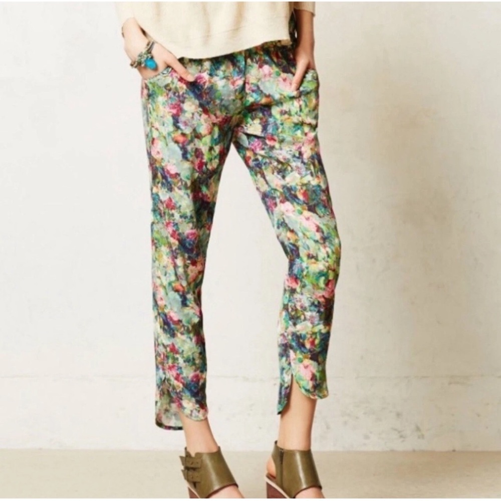 Anthropologie Sam & Lavi Botanical Print Pull On Ankle Pants
